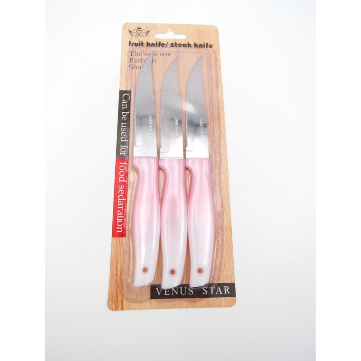 Set cutite de bucatarie 3 piese, roz