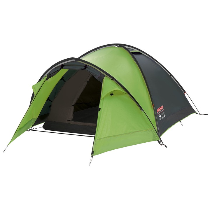Cort camping Pingora 3, Coleman, Poliester, 120x330 cm, Verde/Negru