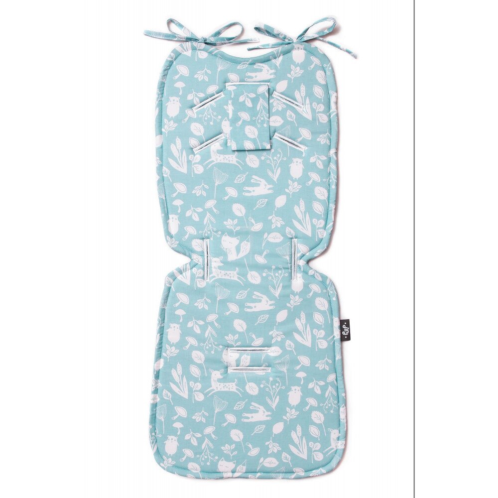 Insertie pentru carucior Pulp Blue Animals, Bumbac, Albastru/Alb