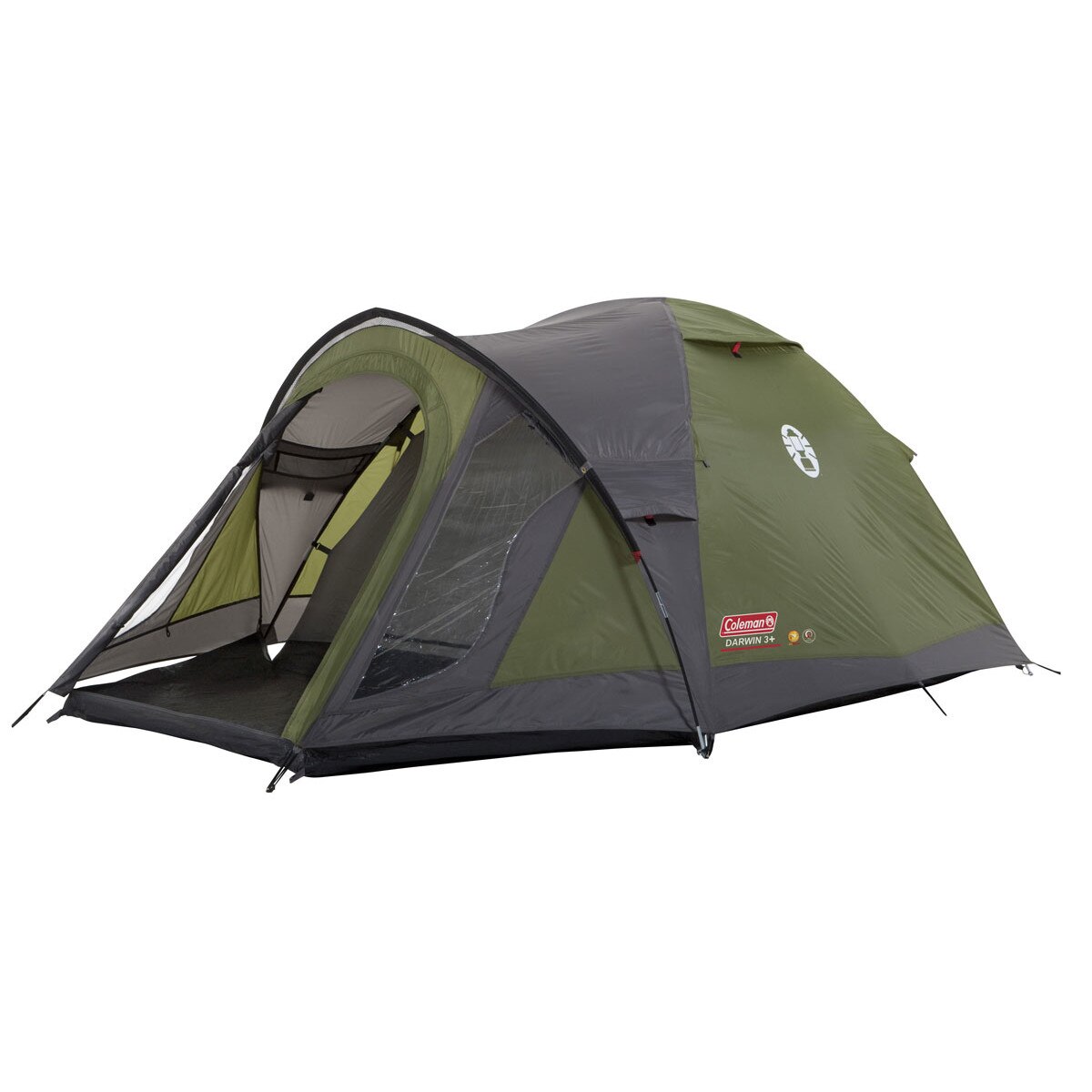 Cort camping Darwin 3+, Coleman, Poliester, 130x325 cm, Verde/Negru