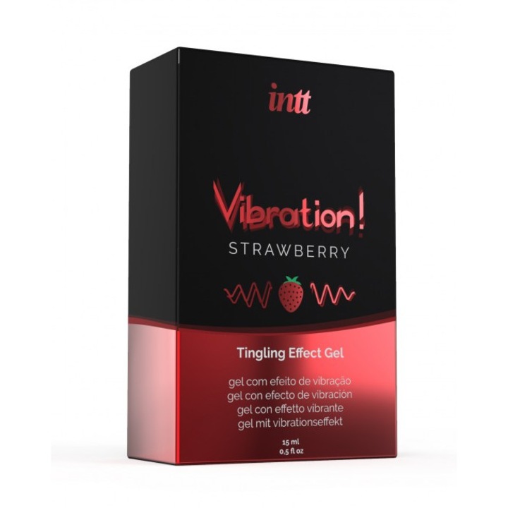 Gel stimulare si orgasm intens, INTT Vibration, aroma capsuni, unisex, 15 ml, efect de furnicaturi si vibratii