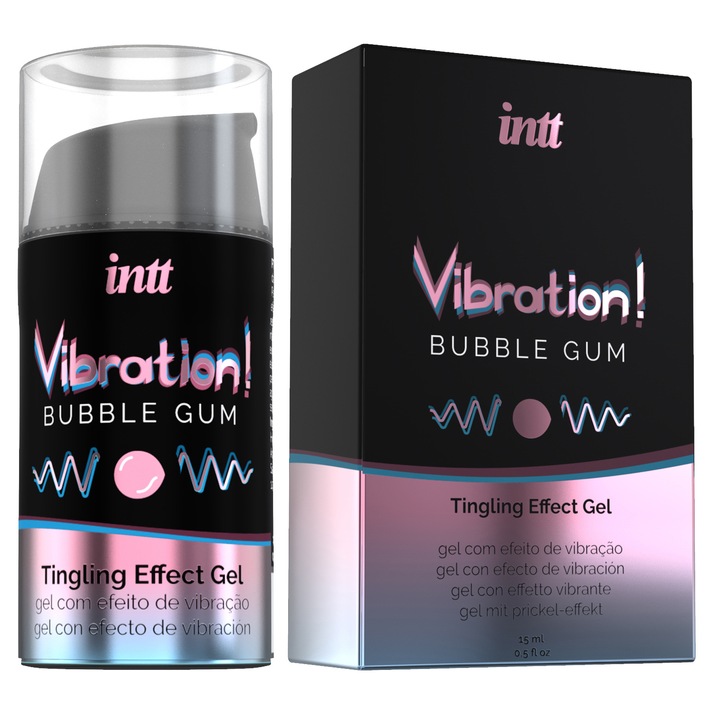 Gel stimulare si orgasm intens, INTT Vibration, aroma bubble gum, unisex, 15 ml, efect de furnicaturi si vibratii