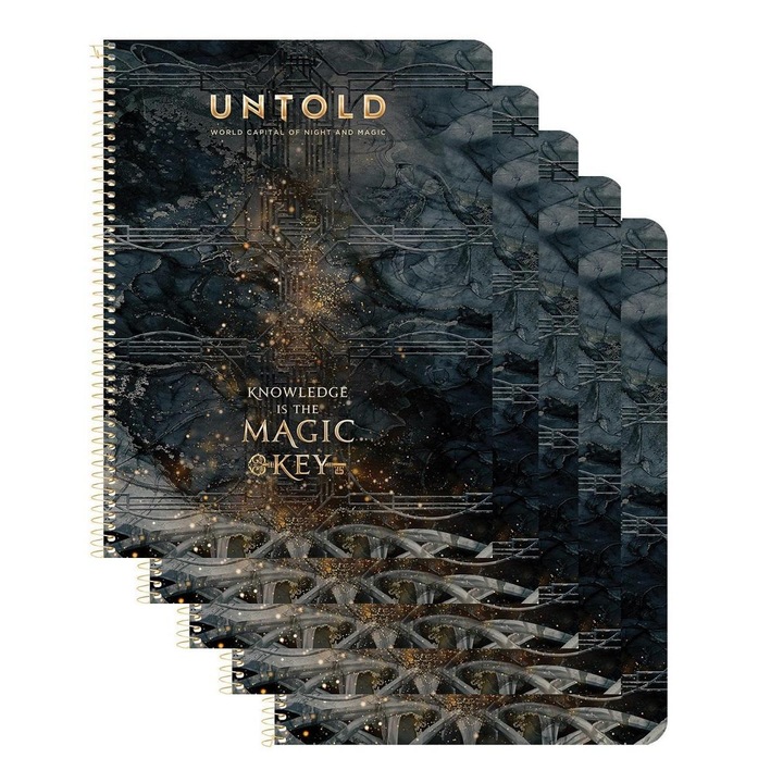 Set 5 caiete A4 100 file cu spirala, dictando, Herlitz Untold