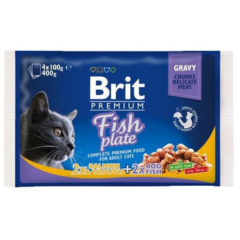 Hrana umeda pentru pisici, Brit Cat Multipack Delicate Fish Plate in Gravy 4 x 85 g Hrana umeda pentru pisici, Brit Cat Multipack Delicate Fish Plate in Gravy 4 x 85 g