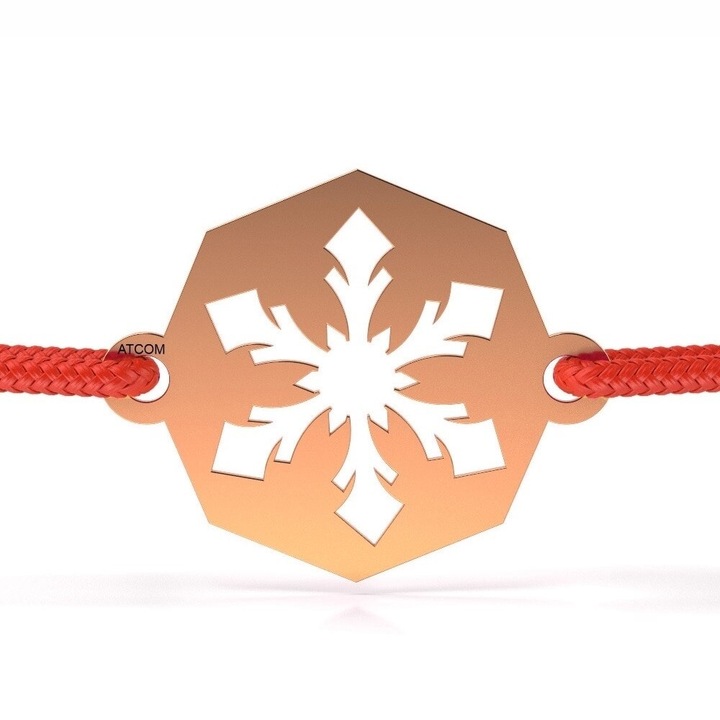 Гривна от розово злато с червена връв модел Ice flake