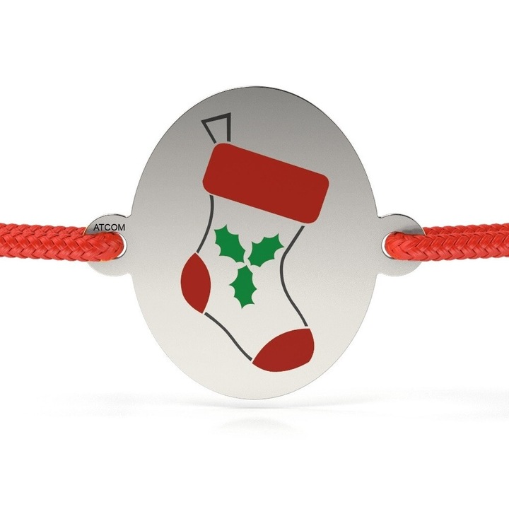 Гривна от бяло злато с червена връв модел ATCOM