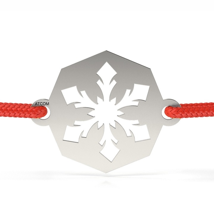 Сребърна гривна с червена връв модел Ice flake