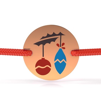 Bratara din aur roz cu snur rosu model Globulete colorate Bratara din aur roz cu snur rosu model Globulete colorate