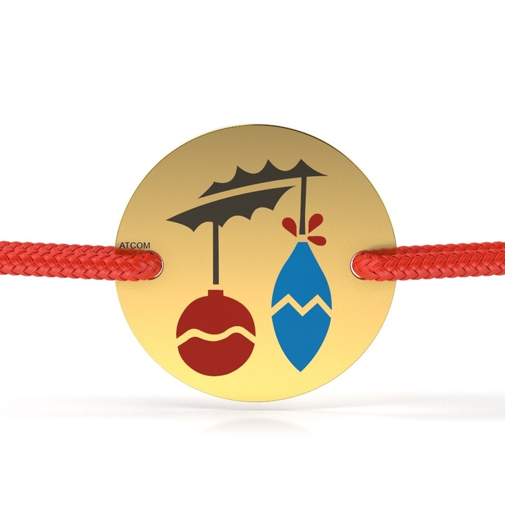 Гривна, Цветни глобуси, От жълто злато, С червена връв