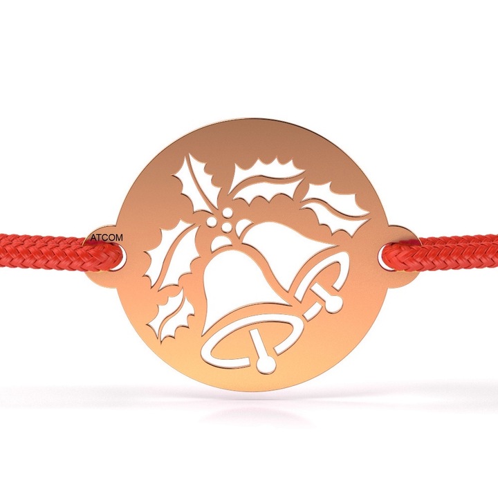 Гривна от розово злато с червена корда модел Wonderful Bell