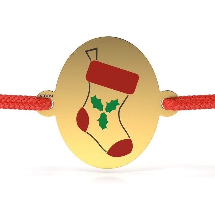 Гривна от жълто злато с червена връв модел Soirap