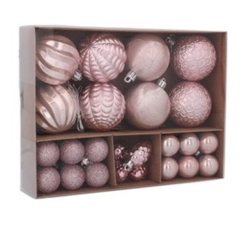 Set 36 globuri , diferite marimi , roz Set 36 globuri , diferite marimi , roz