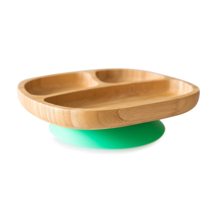 Eco Rascals Gyermek bambusz tányér, zöld