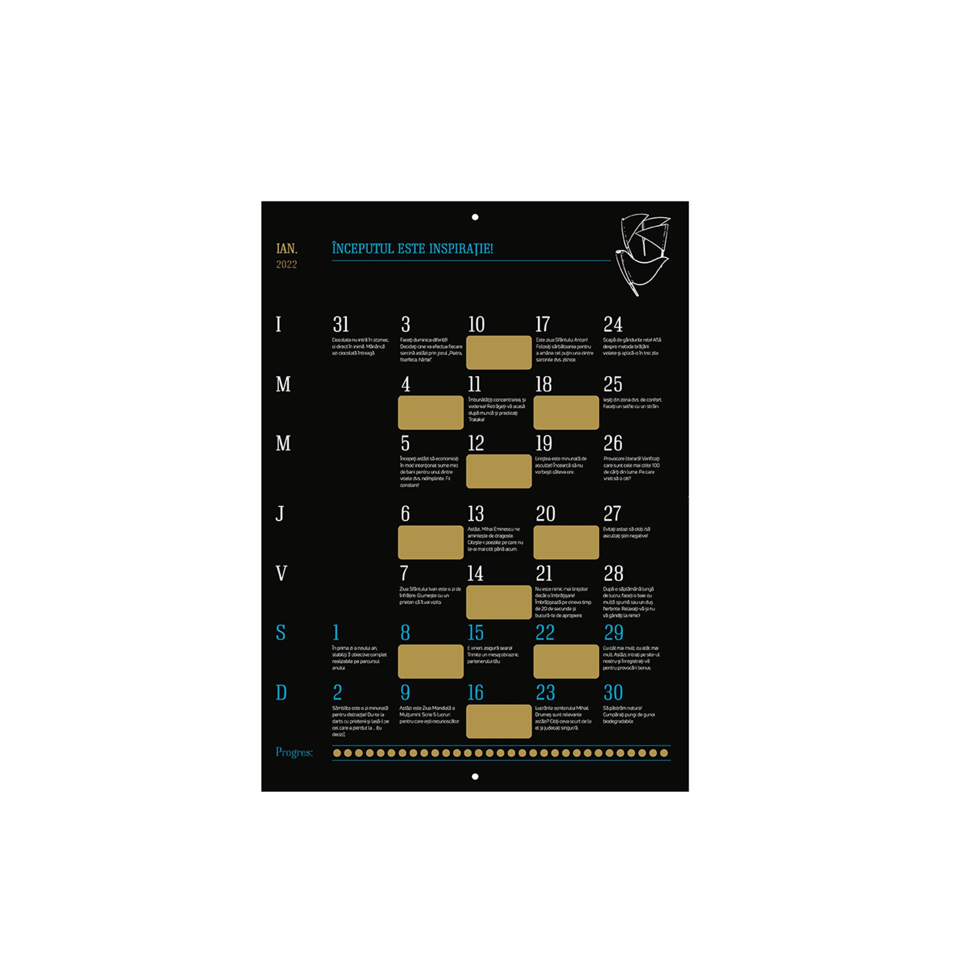 Calendar de Provocari, negru, universal, 47x34