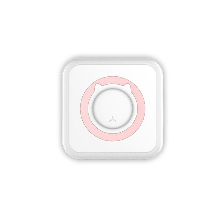 BOMSTOM hőnyomtató, Bluetooth, USB, 1200 mA, Fehér/ Fekete, Rózsaszín
