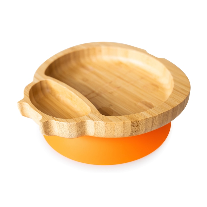 Eco Rascals Katicás bambusz tányér, narancssárga