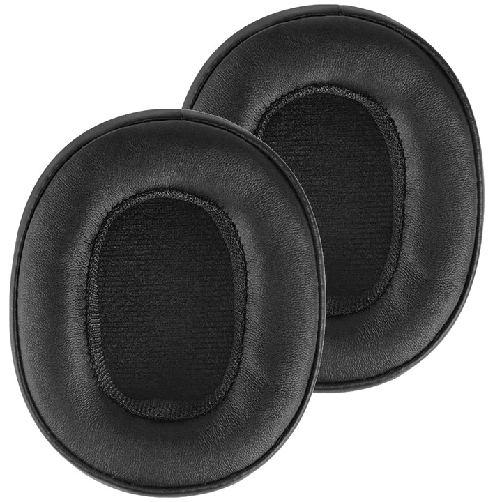 TXEsign Fülpárna készlet, 2 db, szivacs, Skullcandy Crusher ANC / EVO / 3.0 / 2.0 / 360 / Hesh 3 / ANC / EVO / Venue vezeték nélküli Over-Ear fejhallgatókhoz, műbőr, fekete