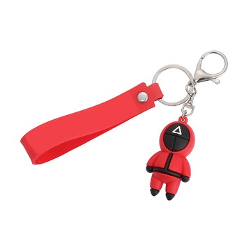 Figurina, tip breloc, Jocul Calamarului, model triunghi, cauciuc, rosu, 5 cm Figurina, tip breloc, Jocul Calamarului, model triunghi, cauciuc, rosu, 5 cm