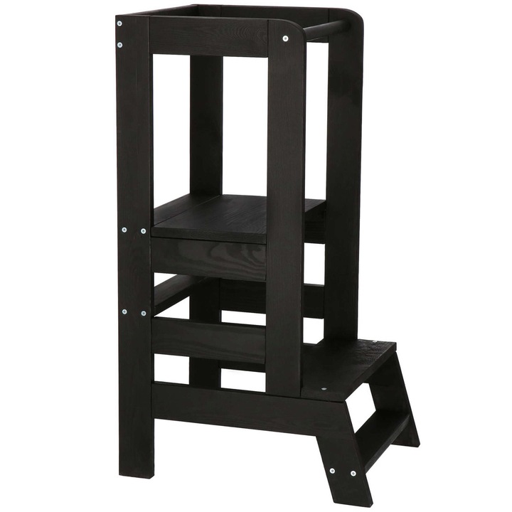 Springos Gyerek konyhai Fellépő állítható magassággal - fekete