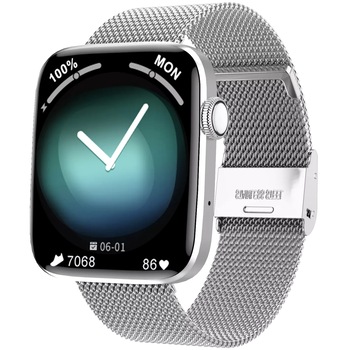 Smartwatch idealStore SportApple, Echipat cu Difuzor si Microfon, Efectuare Apeluri, Traseu GPS, mod multiSport, Senzor Ritm Cardiac, Tensiune, Nivel Oxigen, Ecran Curbat, Curea Metalica Silver Smartwatch idealStore SportApple, Echipat cu Difuzor si Microfon, Efectuare Apeluri, Traseu GPS, mod multiSport, Senzor Ritm Cardiac, Tensiune, Nivel Oxigen, Ecran Curbat, Curea Metalica Silver