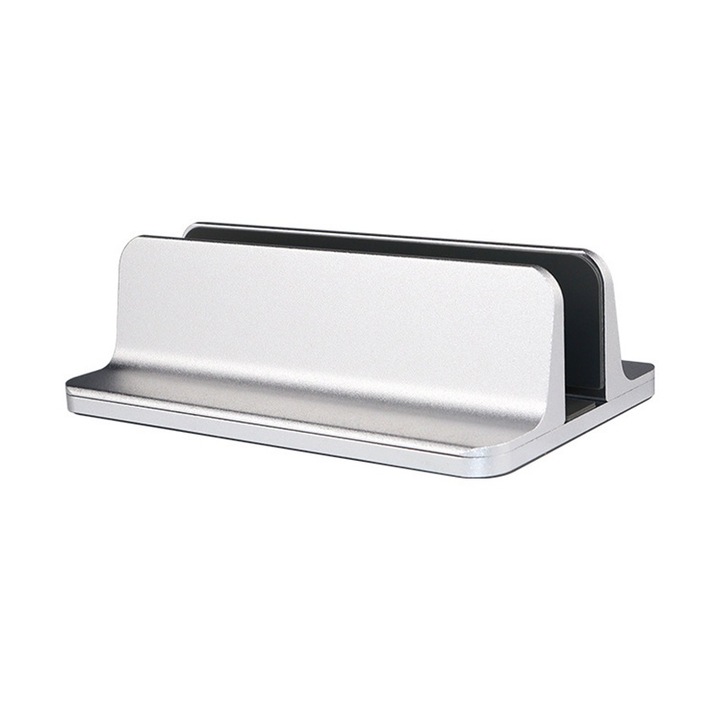 Stand laptop BOMSTOM, Retractabil 1.4cm-7.3cm, Aluminiu, Argintiu