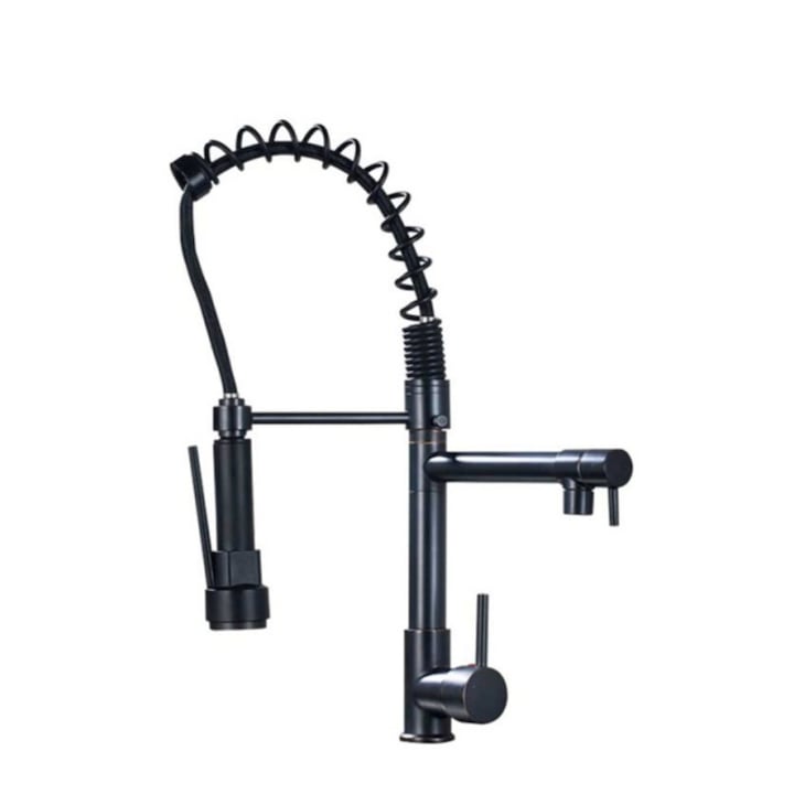 Смесител за кухненска мивка, Blackswan, Тип M130 с LED и 2 режима, антично черно, 48 см