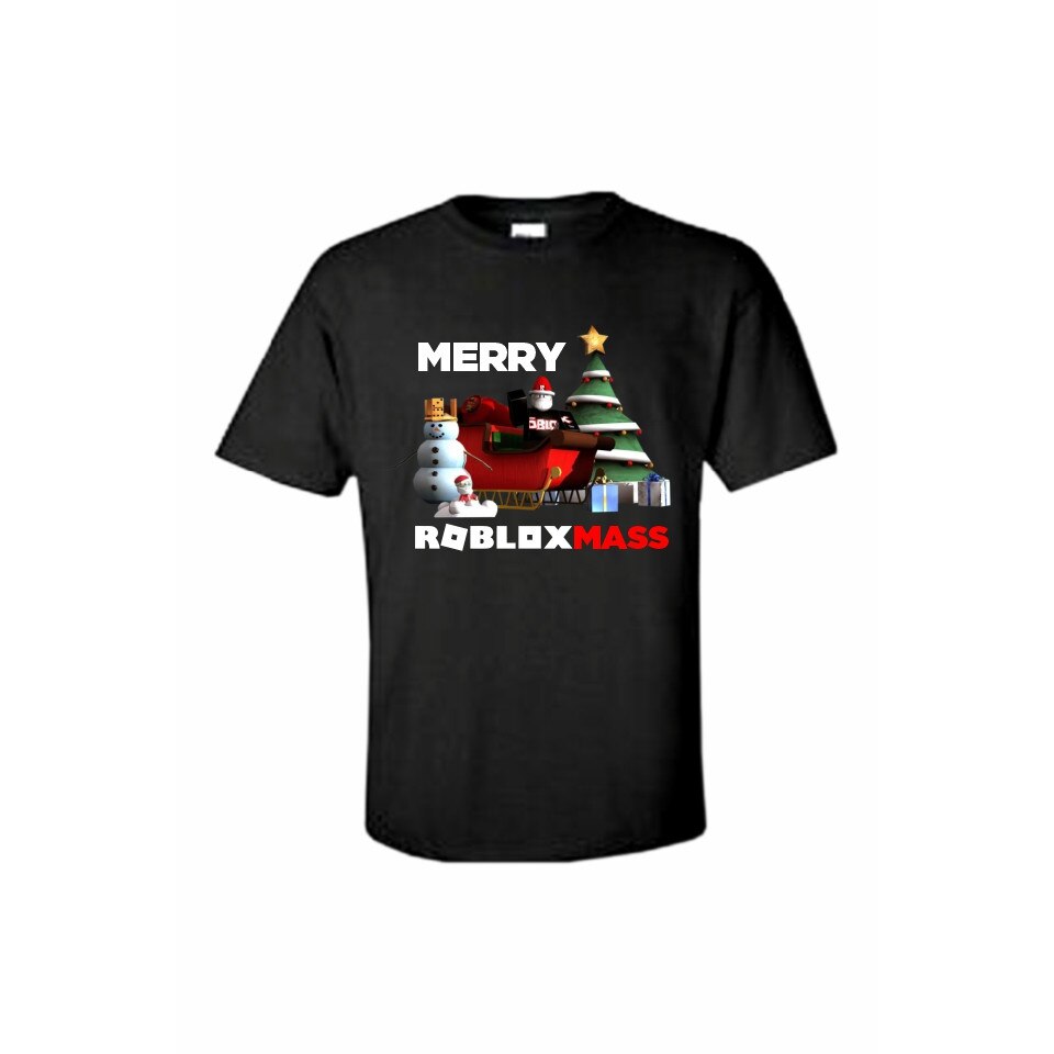 Tricou bumbac copii Roblox Christmas, Negru