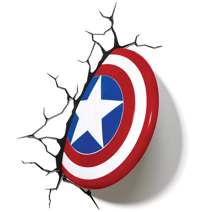 LED лампа 3D The Source Marvel Captain America, Бутон ON/OFF, 3xAAA, 13 x 15 x 26 см, Картон/пластмаса
