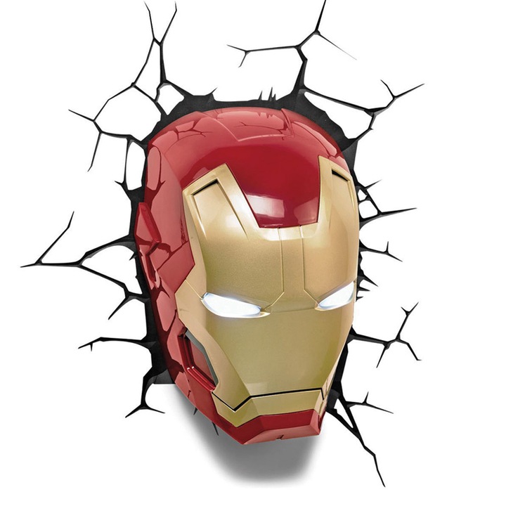 LED лампа 3D The Source Marvel Iron Man, Бутон ON/OFF, 3xAAA, 11 x 17 x 26 см, Картон/пластмаса
