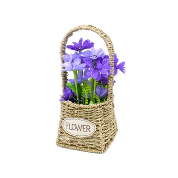 Aranjament floral in cosulet de ratan, D2855, 32x15cm, mov Aranjament floral in cosulet de ratan, D2855, 32x15cm, mov