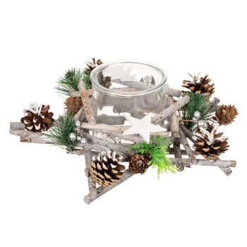 Decoratiune de pus pe masa, de Craciun, Zola®, in forma de stea, cu suport pentru lumanare, 31x31x10 cm Decoratiune de pus pe masa, de Craciun, Zola®, in forma de stea, cu suport pentru lumanare, 31x31x10 cm