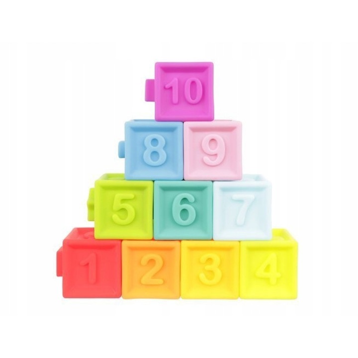 Set 10 cuburi din silicon pentru bebelusi, Zola®, multifunctionale , colorate