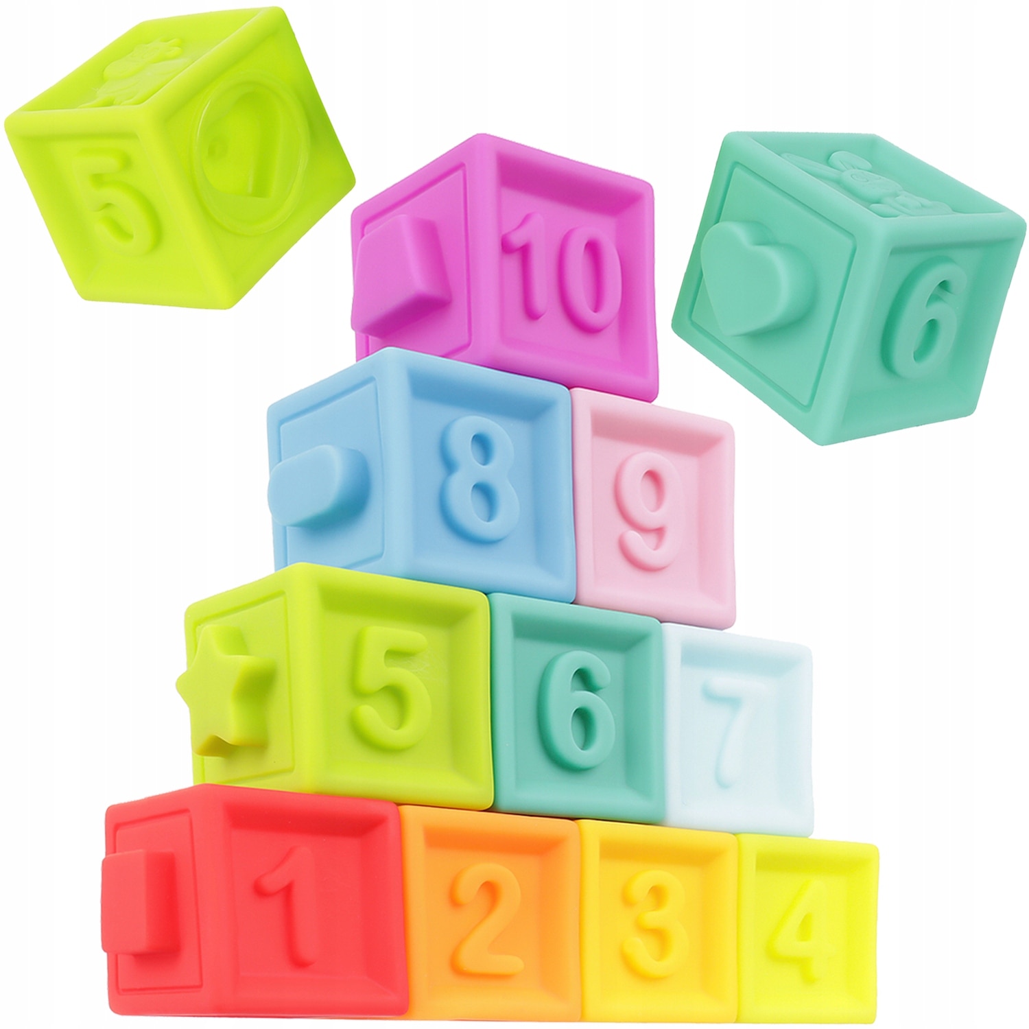 Set 10 cuburi din silicon pentru bebelusi, Zola®, multifunctionale ...