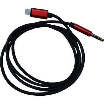Cablu audio Lightning la Jack 3.5 mm, 1 metru, Negru Rosu, AXT-BBL3589 Cablu audio Lightning la Jack 3.5 mm, 1 metru, Negru Rosu, AXT-BBL3589
