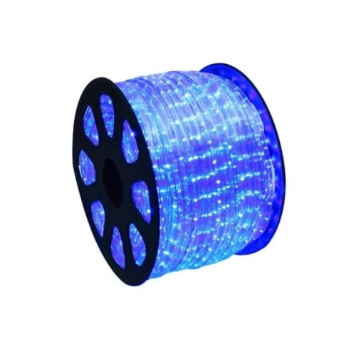 Rola Furtun Luminos cu Led Albastru, 100 Metri, Alimentator Priza Inclus