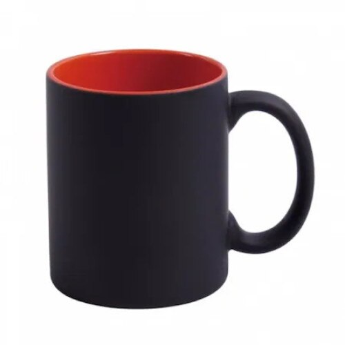 Cana personalizata termosensibila cu poza si/sau textul tau, negru cu interior rosu,330ml