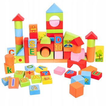 Set cuburi din lemn, Zola®, 200 bucati, colorate, pentru construit, cutie depozitare Set cuburi din lemn, Zola®, 200 bucati, colorate, pentru construit, cutie depozitare