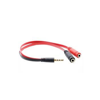 Splitter adaptor audio stereo Jack 3.5 mm tata la 2 x Jack 3.5 mm mama, 20 cm, Negru Rosu, AXT-BBL3594 Splitter adaptor audio stereo Jack 3.5 mm tata la 2 x Jack 3.5 mm mama, 20 cm, Negru Rosu, AXT-BBL3594