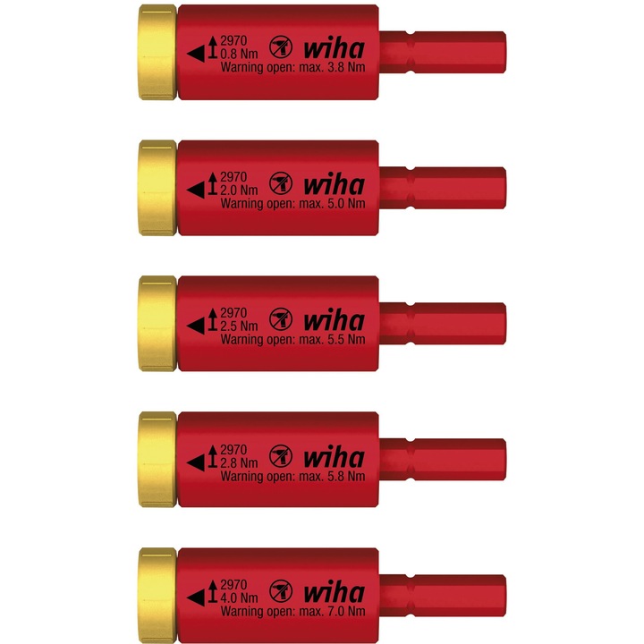 Комплект адаптери за въртящ момент Wiha EASYTORQUE, VDE, за SLIMBITS и SLIMVARIO, 0.8-4Nm, 5 части
