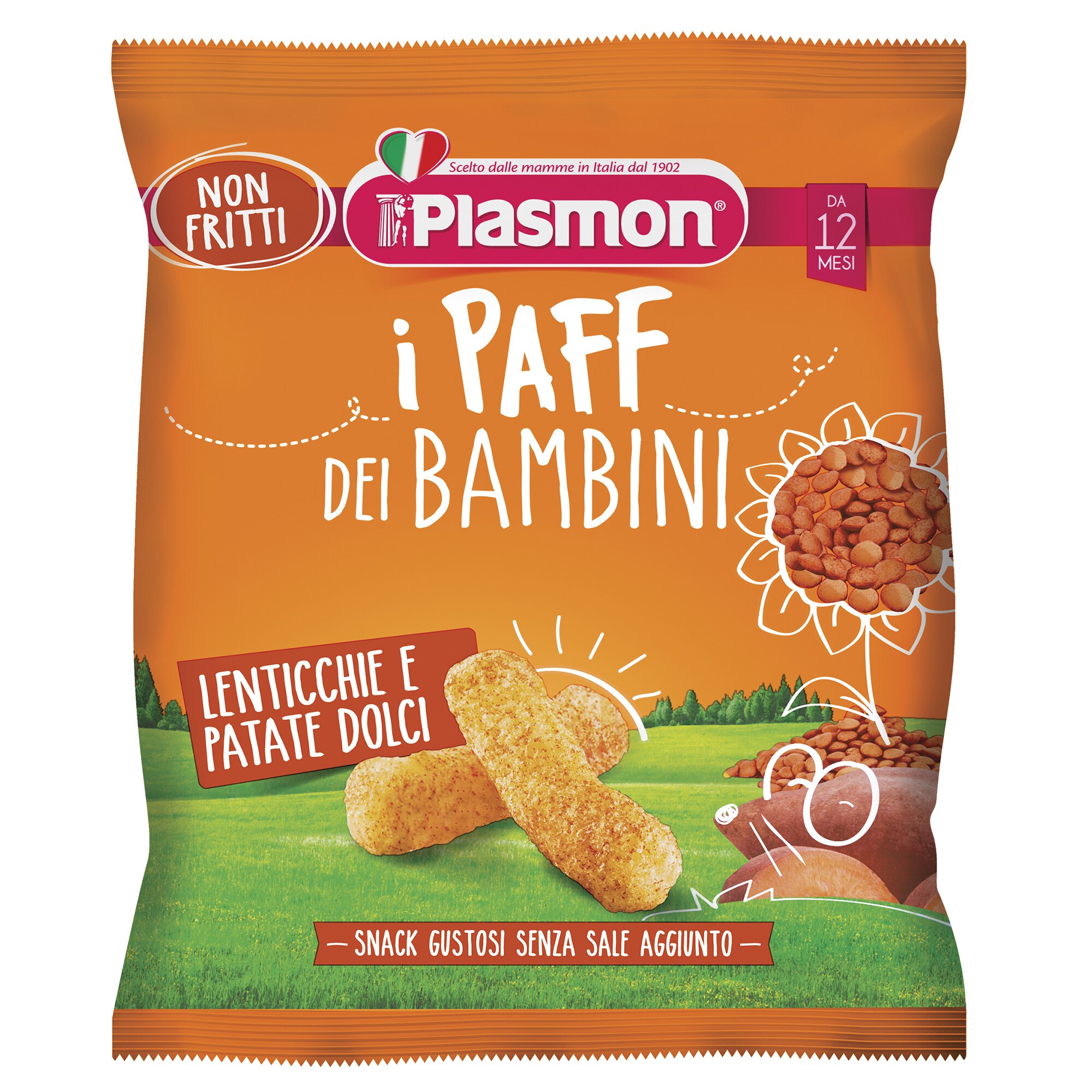Pufuleti pentru bebelusi Plasmon, Linte si cartofi, 12 luni+, 15 g