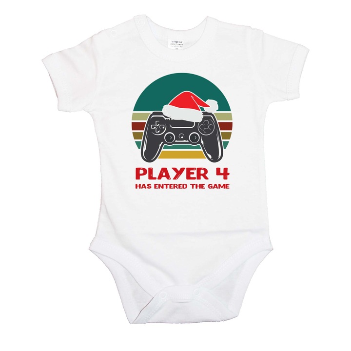 Бебешко Коледно Боди Tralala Merry Christmas Gamer Joystick, Бял, M - 68(6-9 месеца)