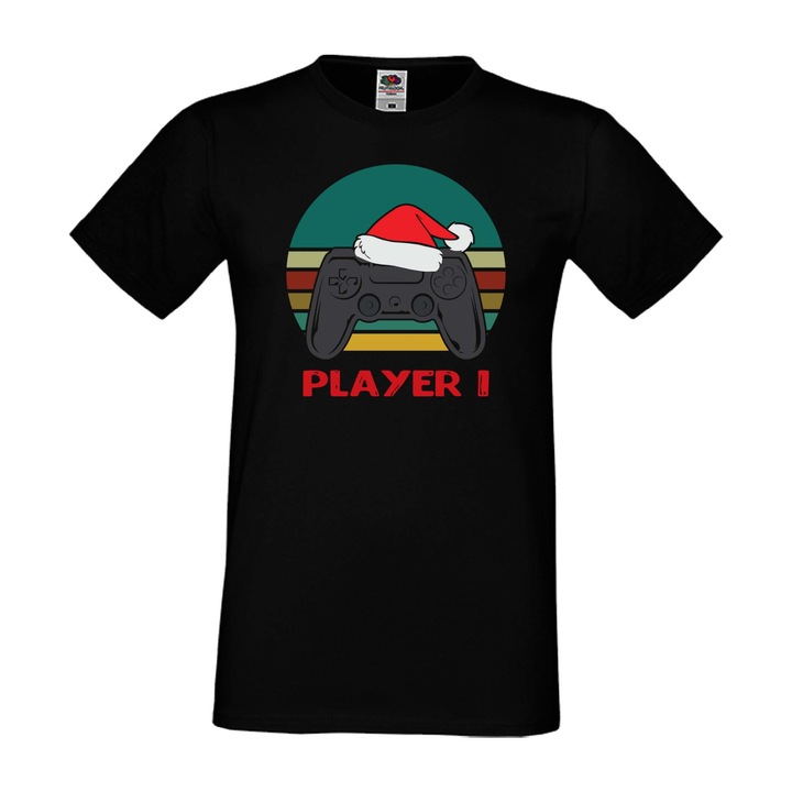 Tricou de Craciun pentru barbati Tralala Merry Christmas Gamer Joystick, negru, 4XL