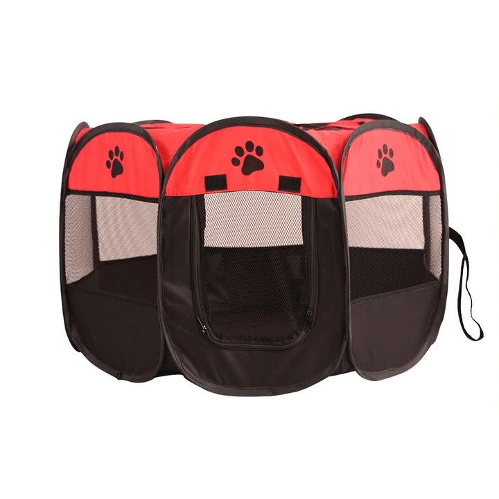Cusca pentru animale, Edea, 91x91x58 cm, Rosu/Negru