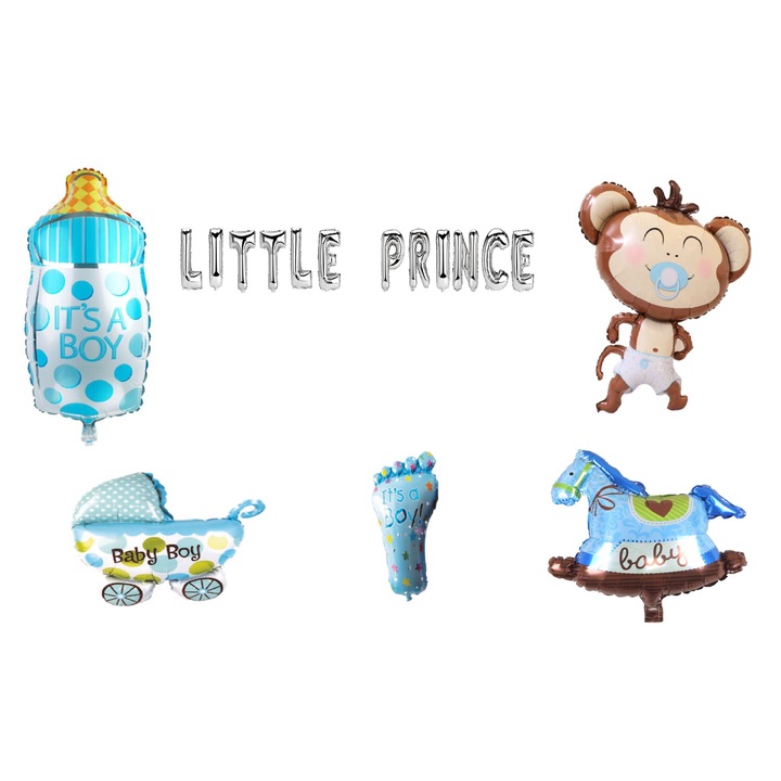 Kis herceg lufi készlet, tortalapos ajándék, 18 részes, ezüst