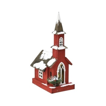 Casuta din lemn cu led rosu/alb, 18Χ25Χ49 Casuta din lemn cu led rosu/alb, 18Χ25Χ49