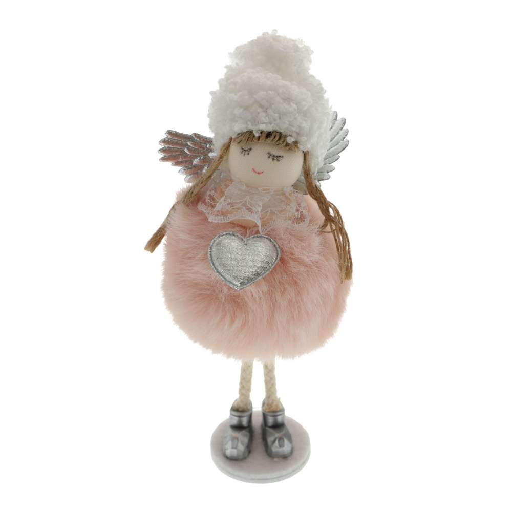 Figurina ingeras in picioare cu puf 17 cm