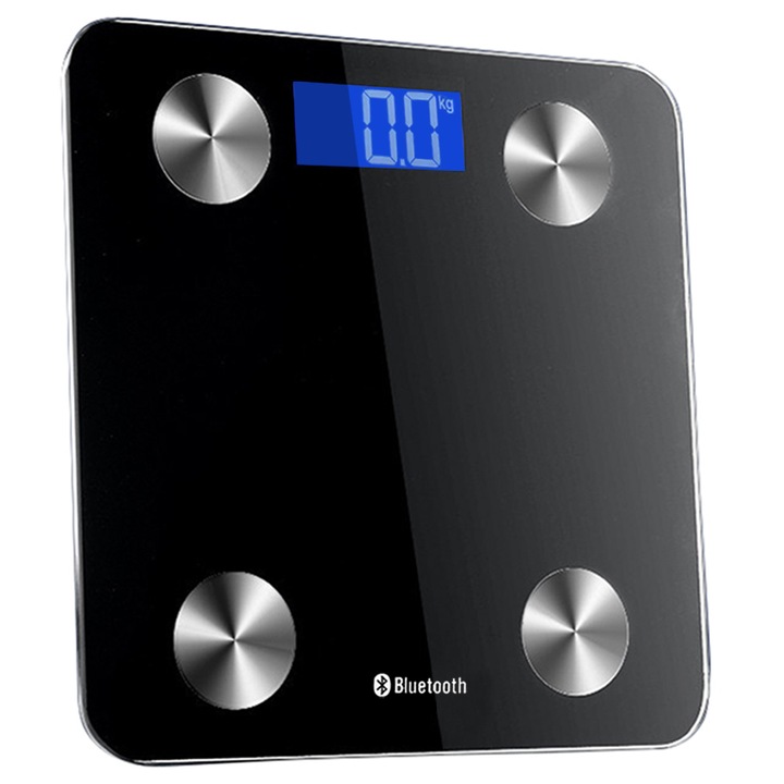 Смарт кантар Euotboup, Bluetooth, Euotboup, 0.5-180 кг, Черен