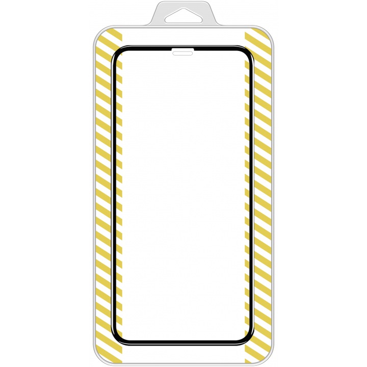 OEM képernyővédő fólia Apple iPhone 12 / Apple iPhone 12 Pro készülékekhez, biztonsági üveg, teljes arc, teljes ragasztó, 5D, fekete