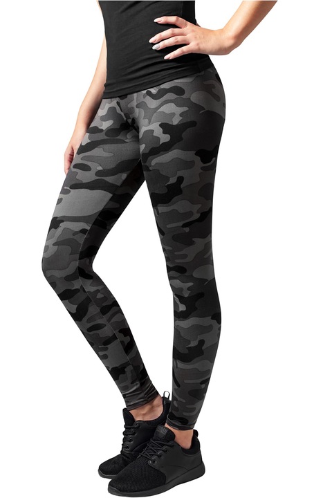 Urban Classics, Colanti cu model camuflaj, Negru/Gri/Gri inchis