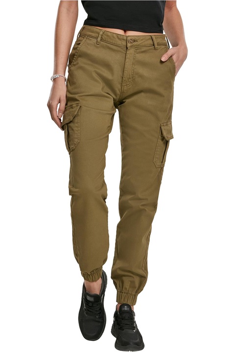 Urban Classics, Pantaloni cargo cu talie medie, Kaki